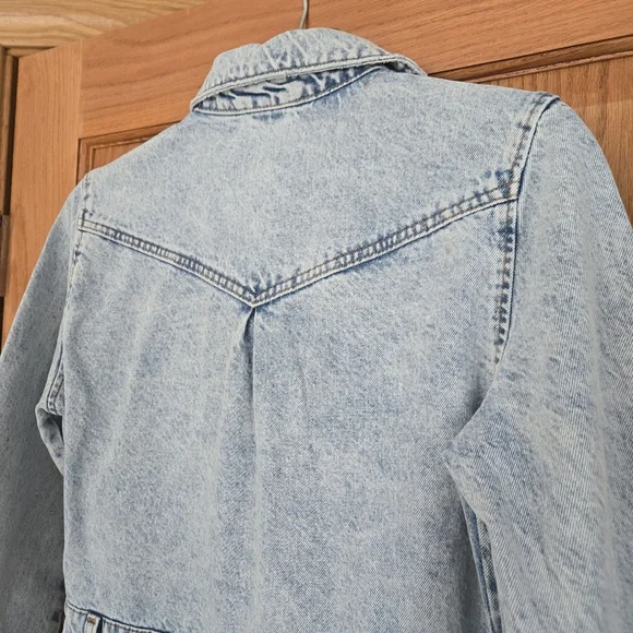 Zara Light Blue Denim Button Dawn Mini Dress Size SMALL - Picture 5 of 13